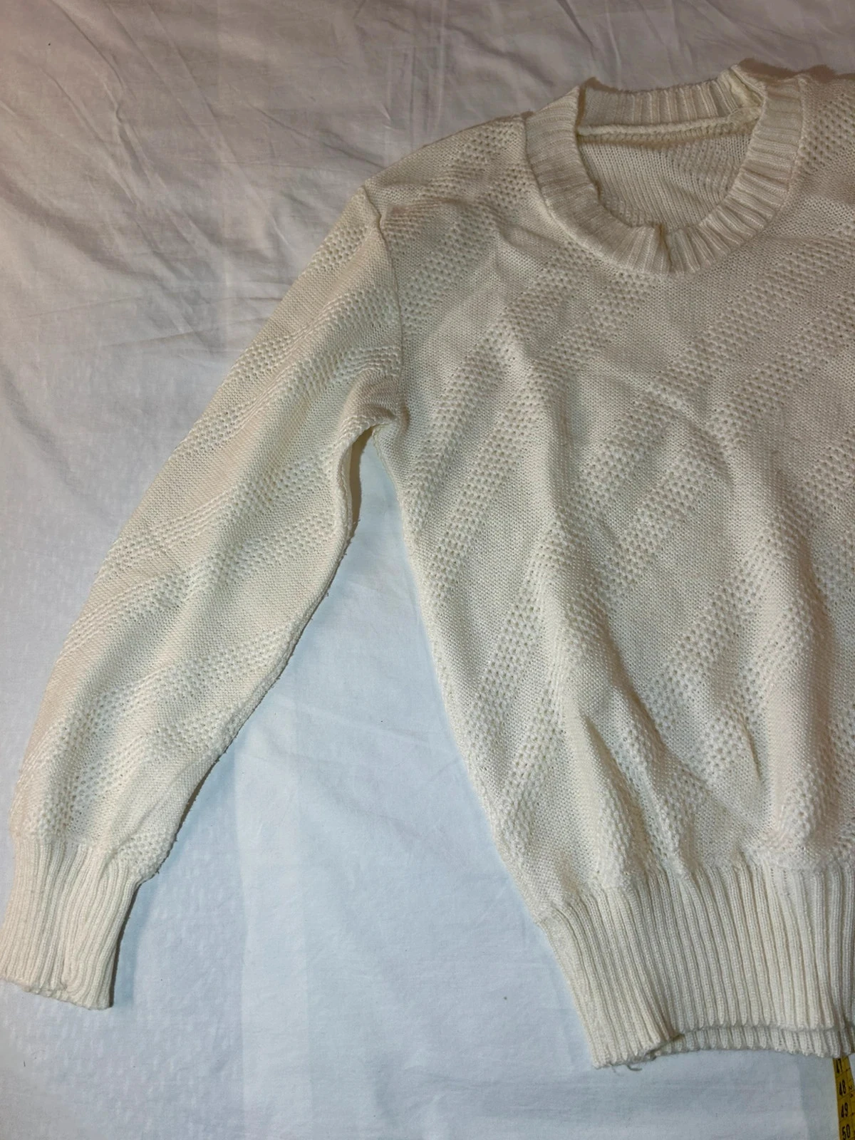 Beige crème vintage trui met ronde hals – photo 5